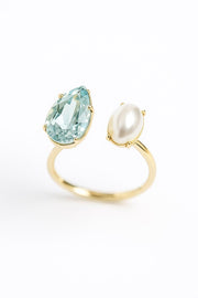 [루미너스] 체코 스톤 & 진주 오픈 링