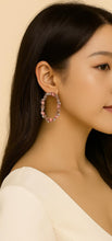 将图片加载到图库查看器，오벌 크리스탈 드롭 귀걸이