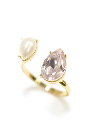 [루미너스] 체코 스톤 & 진주 오픈 링