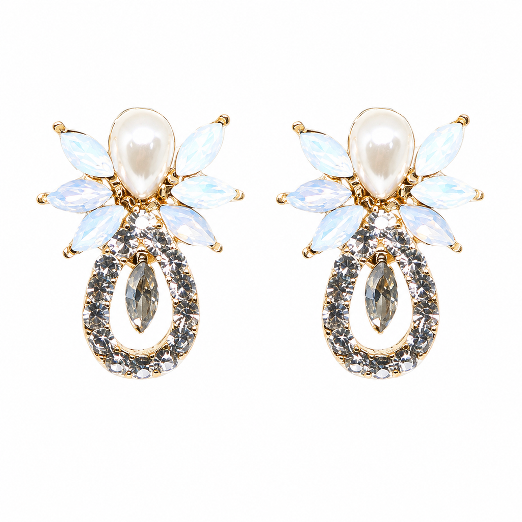 Something Blue Pearl Crystal Bridal Earrings