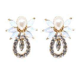 Something Blue Pearl Crystal Bridal Earrings