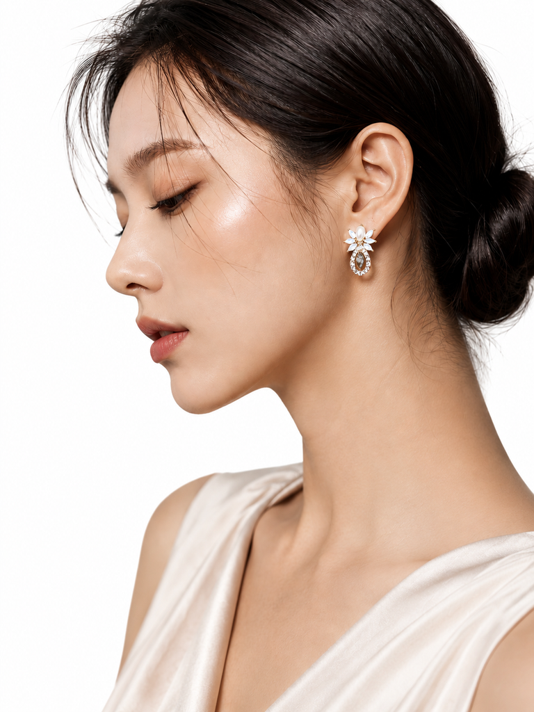 Something Blue Pearl Crystal Bridal Earrings