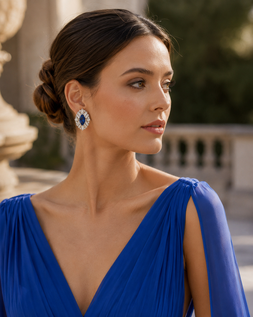 Sapphire & Ruby Crystal Statement Earrings