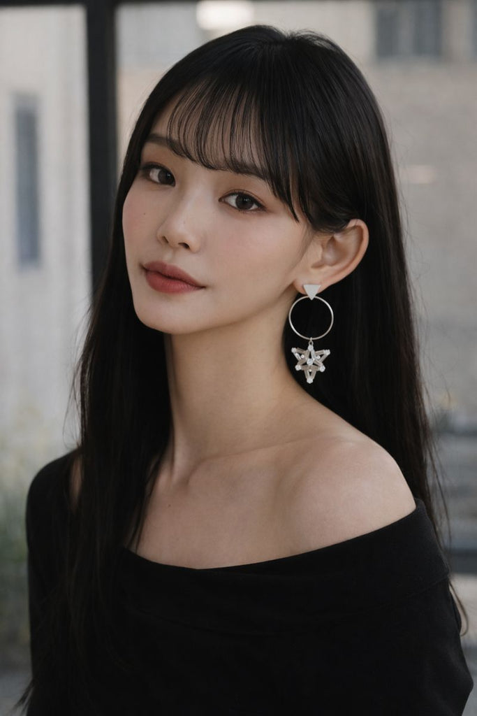 지오메트릭 스타 드롭 이어링