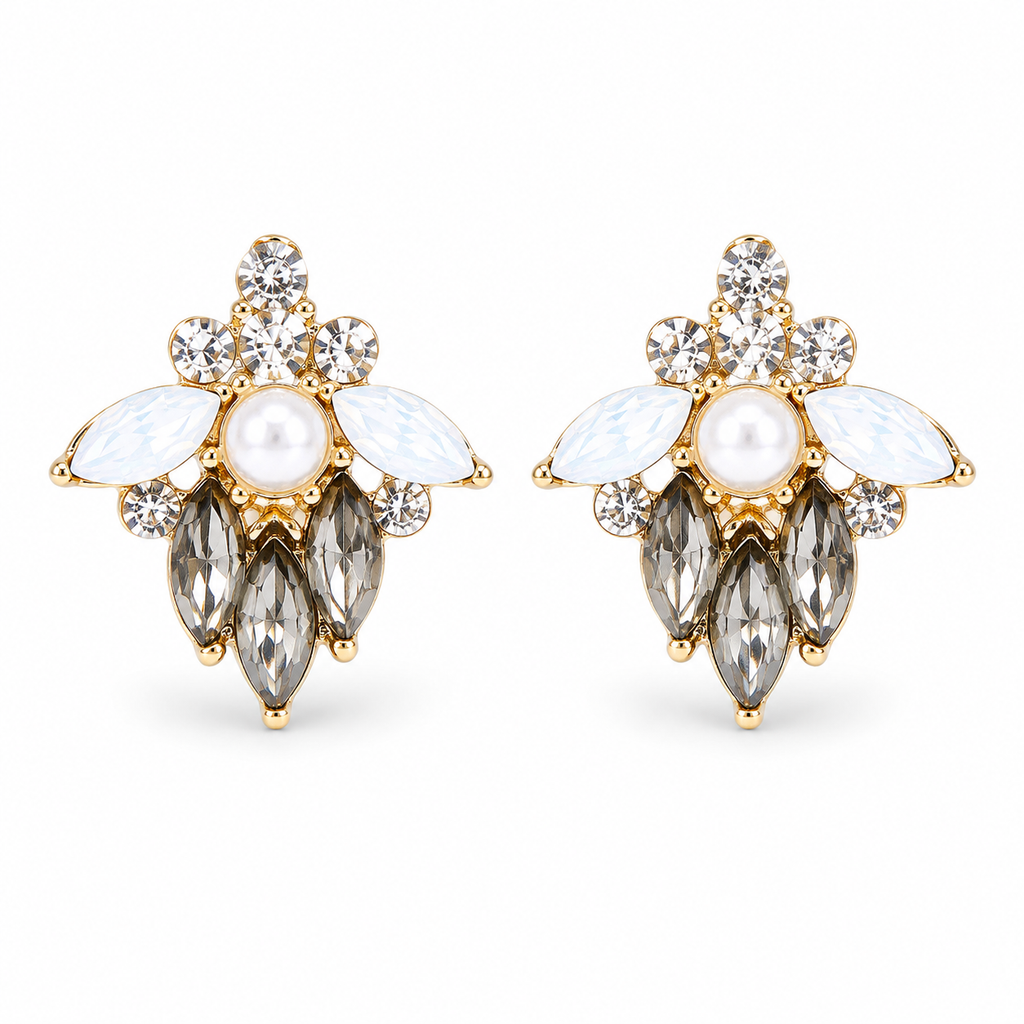 Moonlit Pearl Crystal Earrings