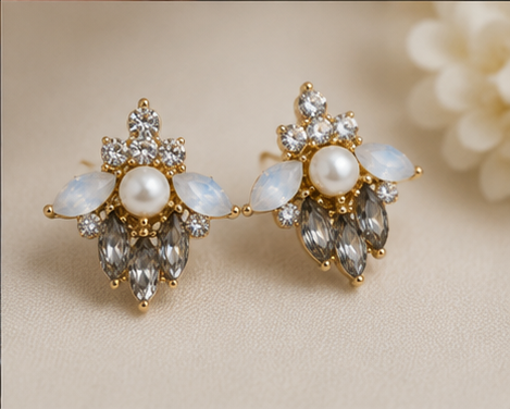 Moonlit Pearl Crystal Earrings