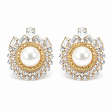 Pearl Czech Crystal Statement Bridal Earrings