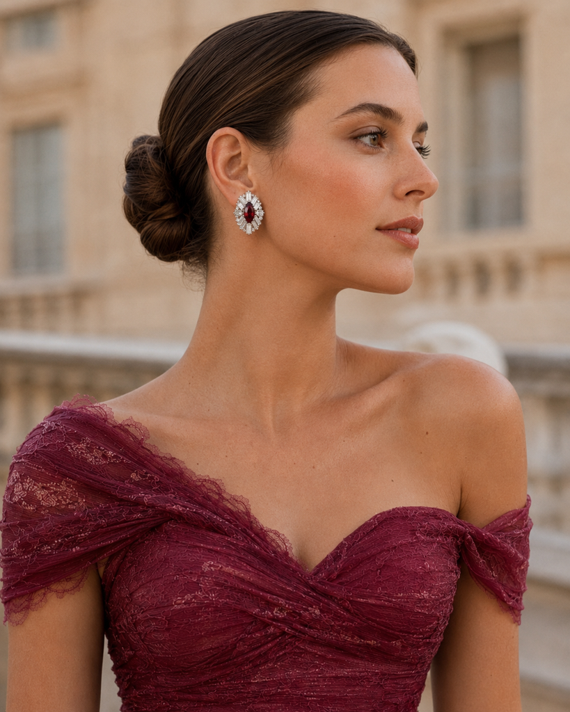 Sapphire & Ruby Crystal Statement Earrings