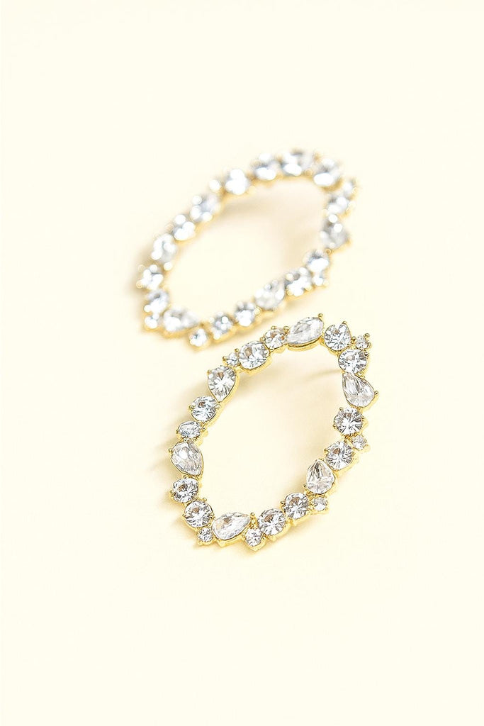 오벌 크리스탈 드롭 귀걸이