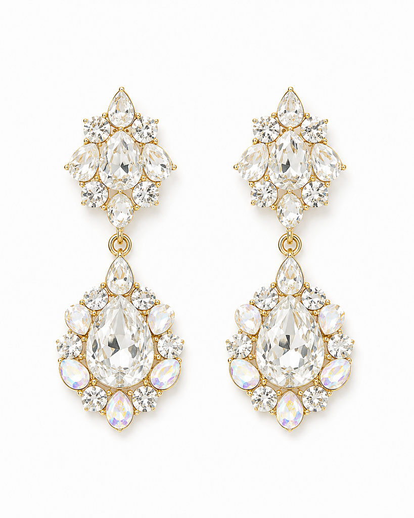 Opal Teardrop Crystal Earrings