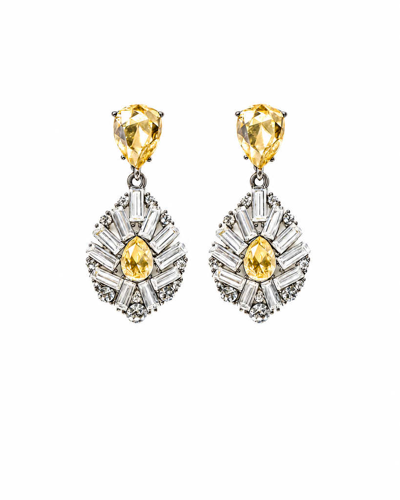 Arco Deco Pear Cut Earrings