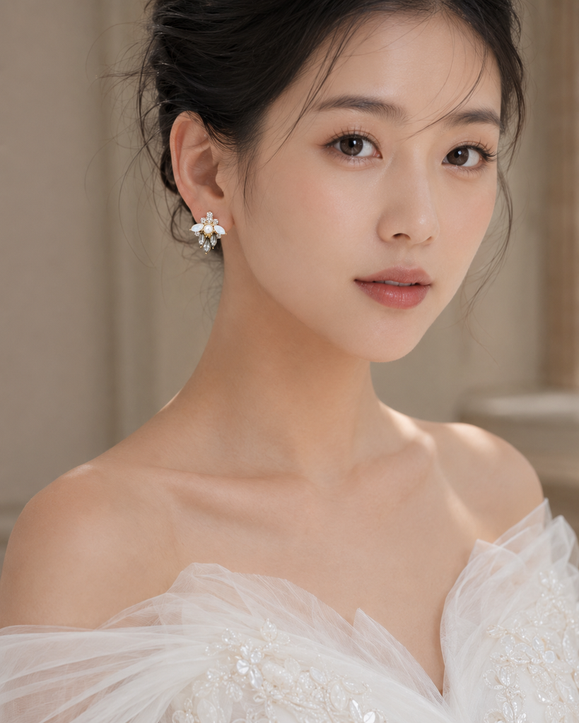 Moonlit Pearl Crystal Earrings