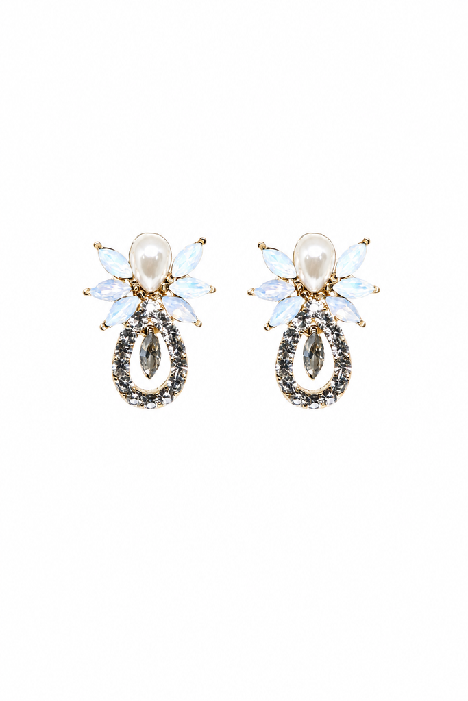 Petite Blue Floral Bridal Drop Earrings