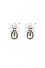 Petite Blue Floral Bridal Drop Earrings
