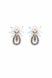 Petite Blue Floral Bridal Drop Earrings