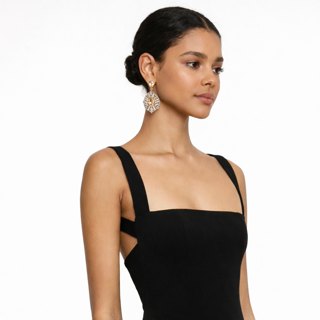 [아르데코] 페어 컷 크리스탈 드롭 이어링