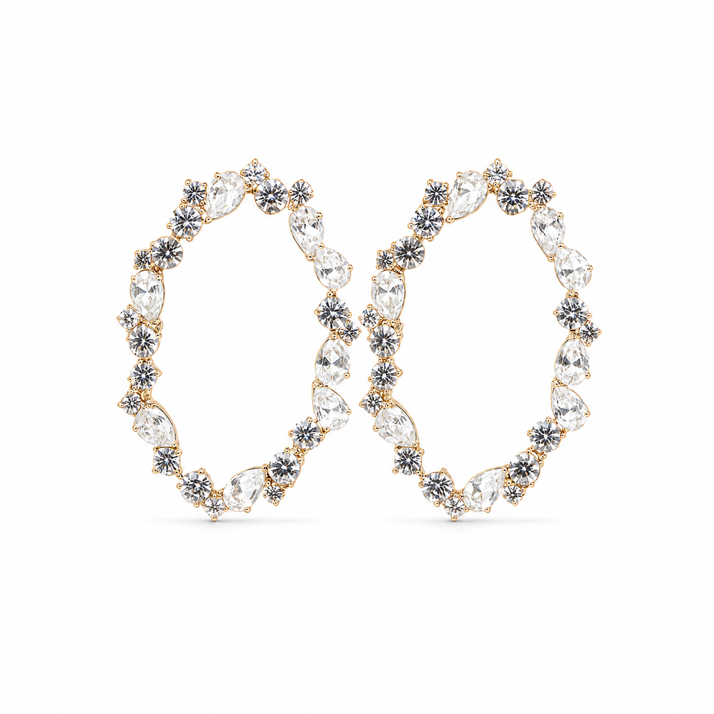 Oval Crystal Statement Earrings